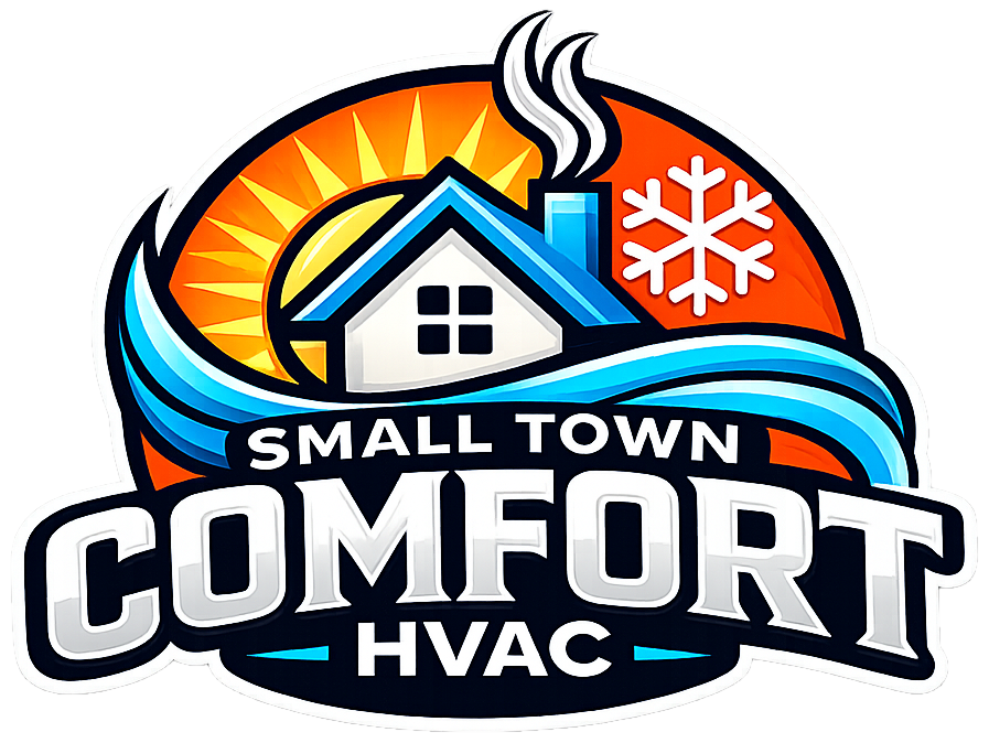 Small Town Comfort HVAC — sun, snowflake, and home logo